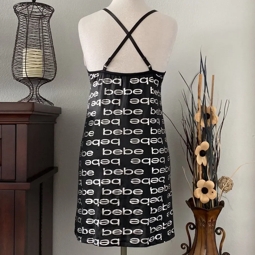 Bebe black and silver lingerie slip size medium - Picture 2 of 12